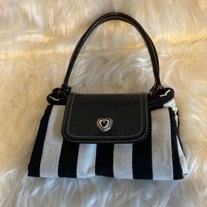 BRIGHTON Black and White folding Fabric Tote!  Excellent condition